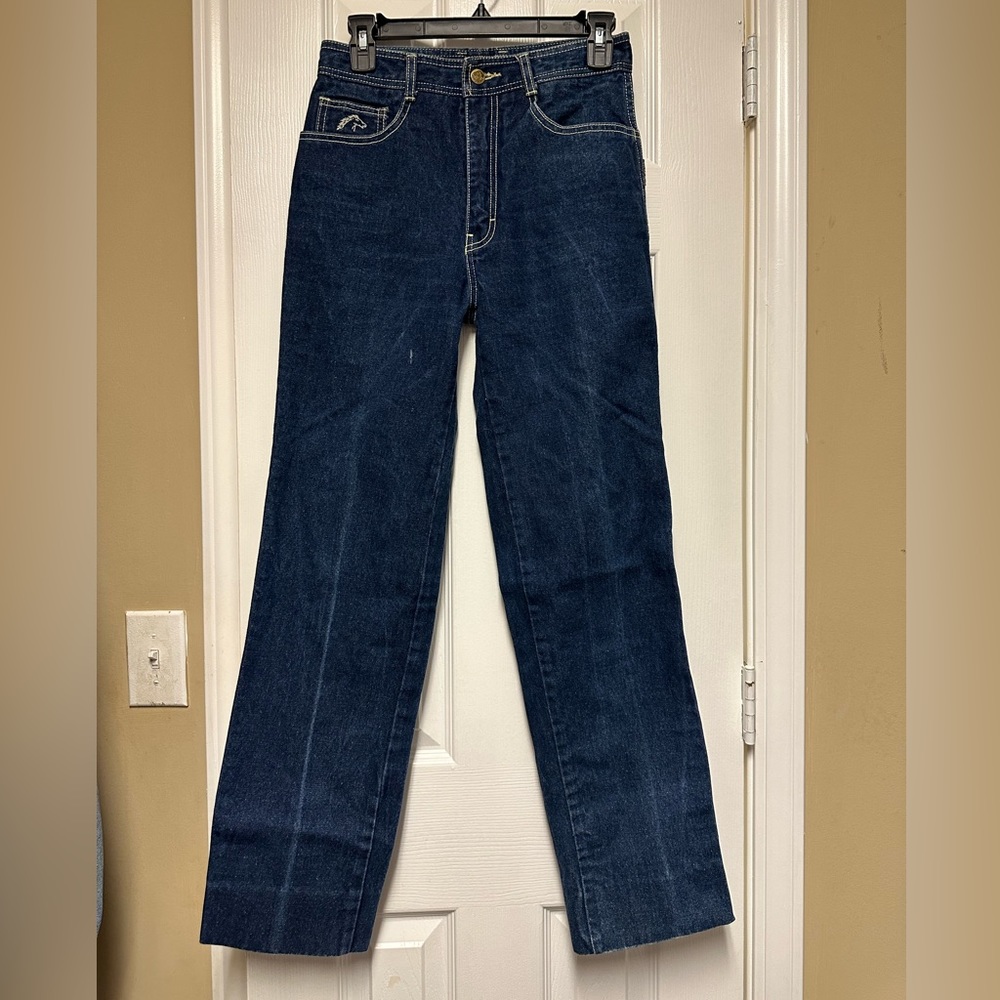 Vintage Jordache Raw Hem Straight Leg Dark Wash Jeans